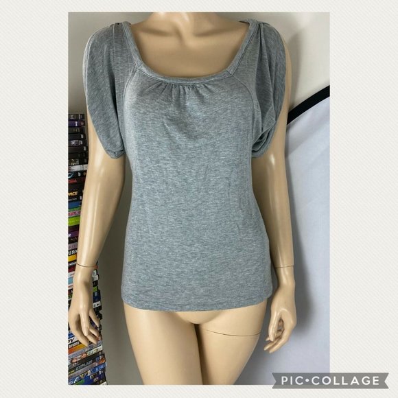 Ann Taylor LOFT S Gray Keyhole Tie Back Top Soft Tencel Lyocell Blend - Picture 10 of 11